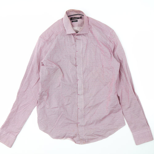 Jeff Banks Men's Red Slim Fit Long Sleeve Shirt S