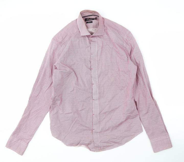 Jeff Banks Men's Red Slim Fit Long Sleeve Shirt S