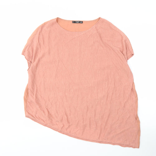 Mango Women Pink Blouse, Short Sleeve, Size 8