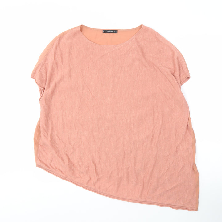 Mango Women Pink Blouse, Short Sleeve, Size 8