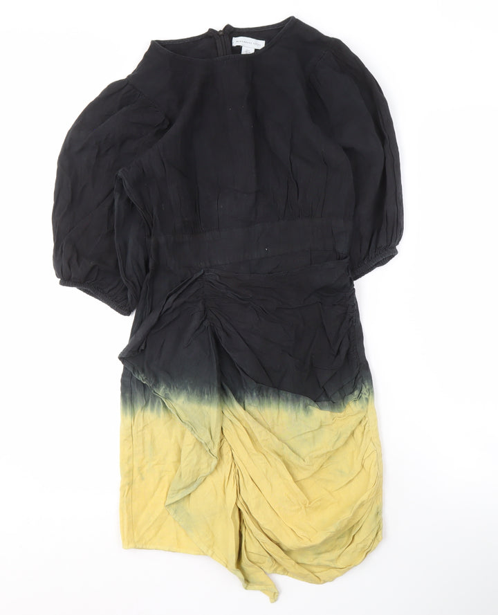Warehouse Women's Black & Yellow Petite Dress, Size 6