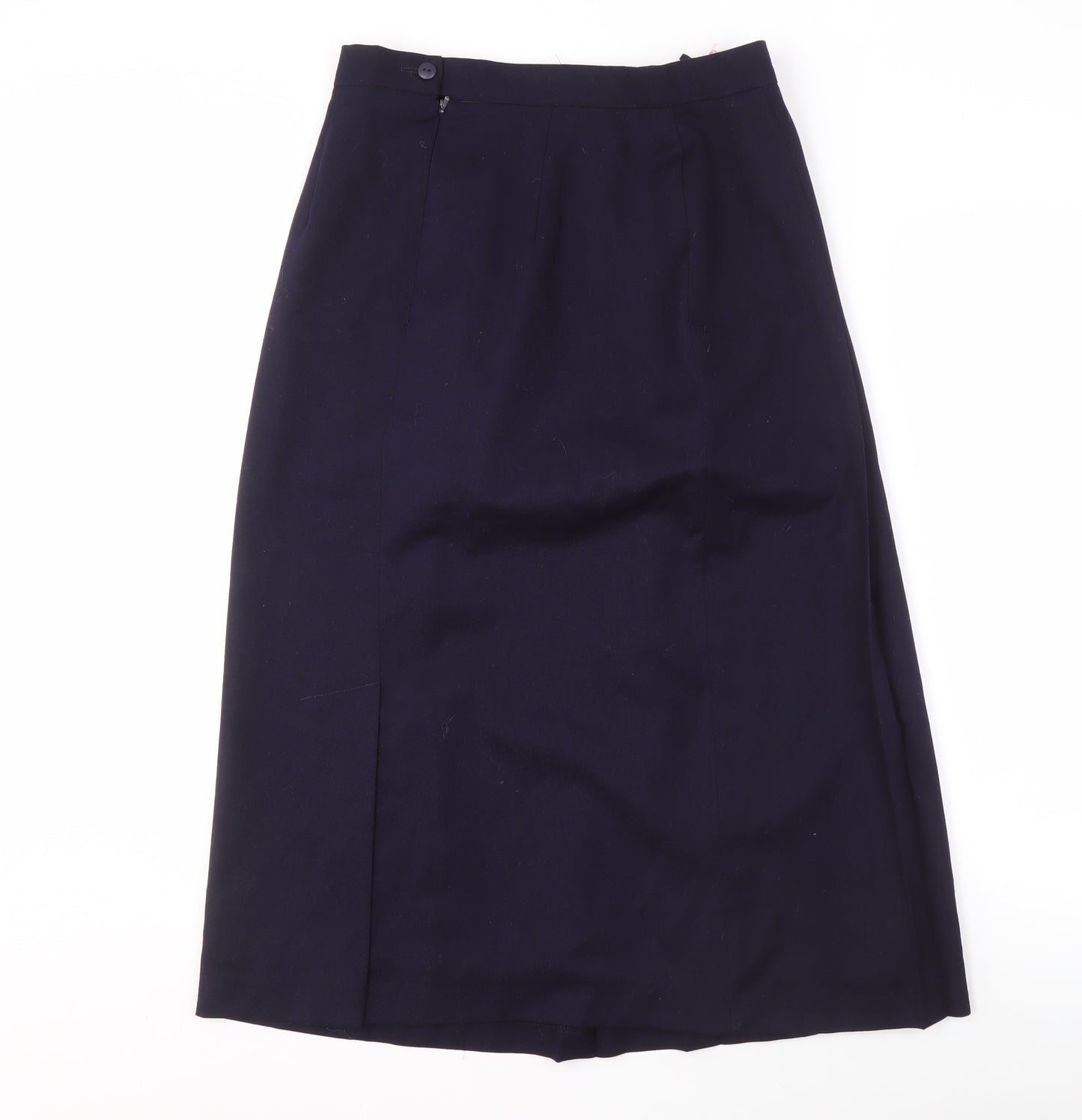 Strathspey Women's Blue Pleated Wool Midi Skirt, Size 14