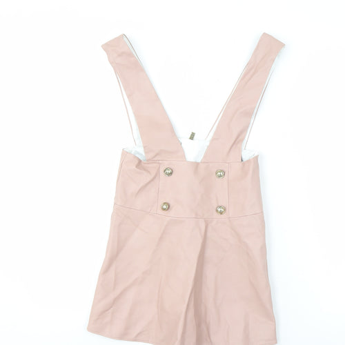 River Island Girls Pink A-Line Skirt 7-8 Years Button Accent