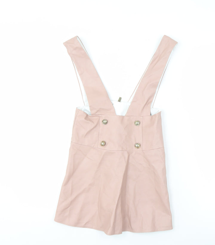 River Island Girls Pink A-Line Skirt 7-8 Years Button Accent