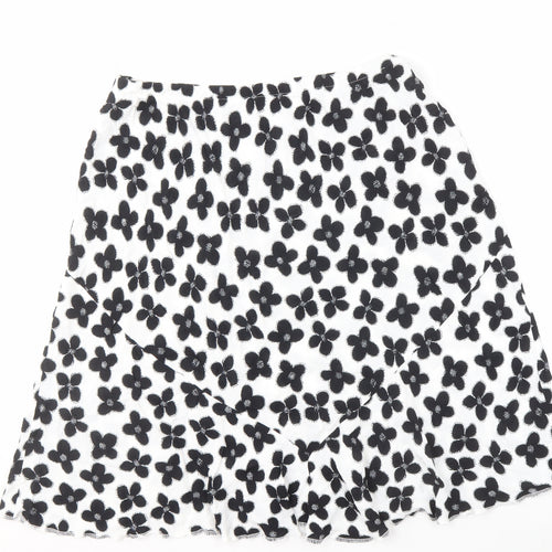 Marks and Spencer Women's White Floral A-Line Skirt Size 18