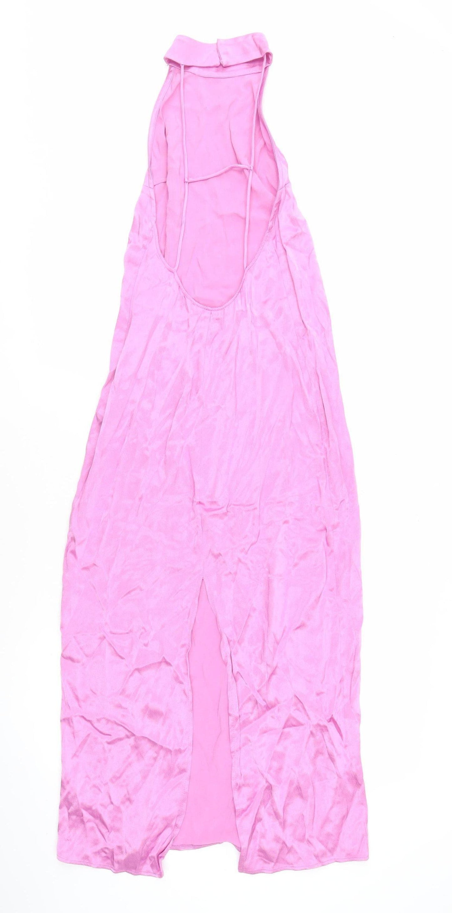 Zara Women Pink Mock Neck Sleeveless Dress