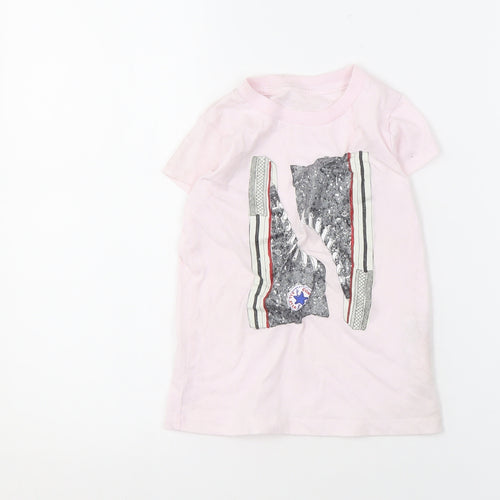 Converse Girls Pink Graphic T-Shirt Size 4-5 Years