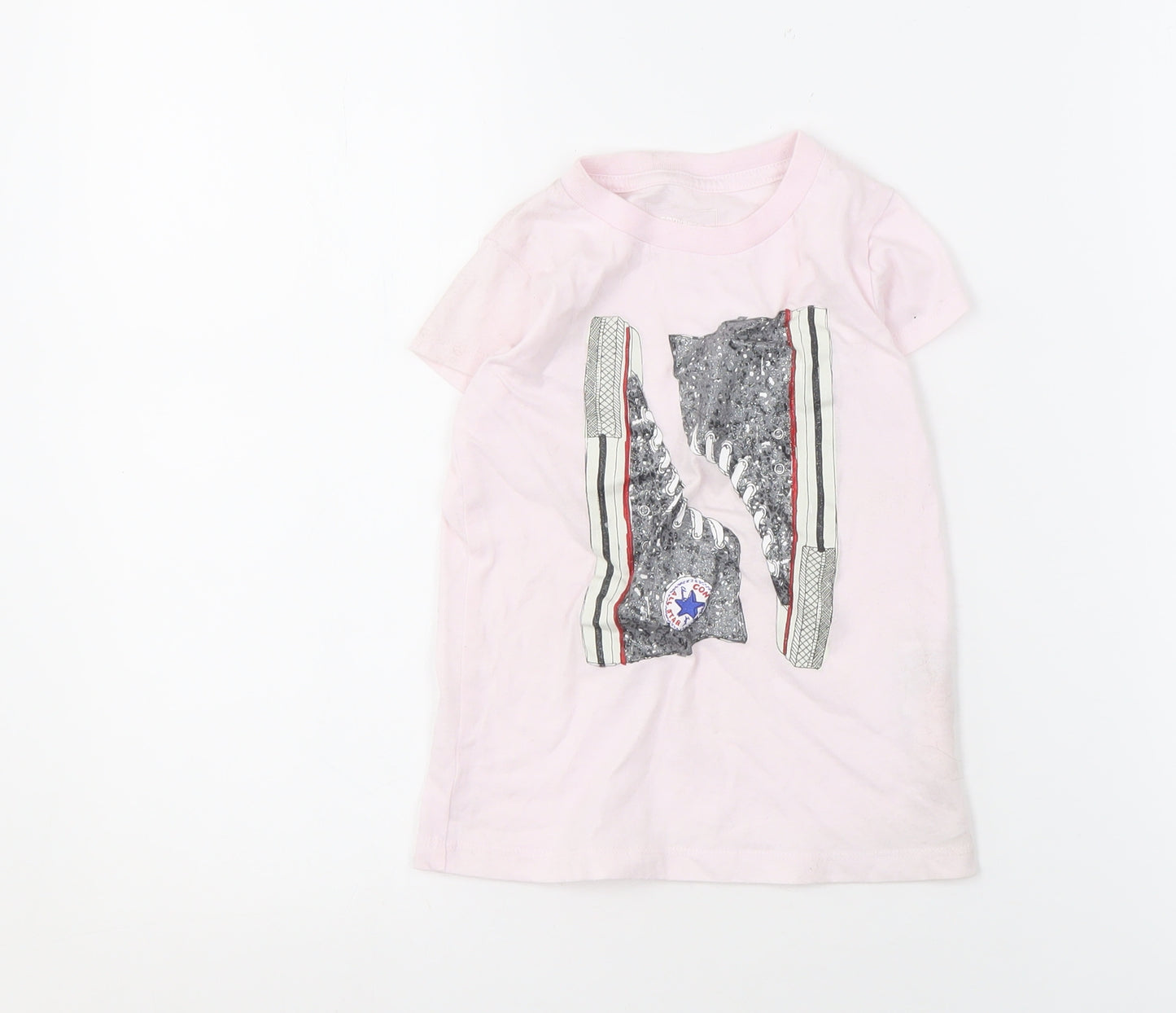 Converse Girls Pink Graphic T-Shirt Size 4-5 Years