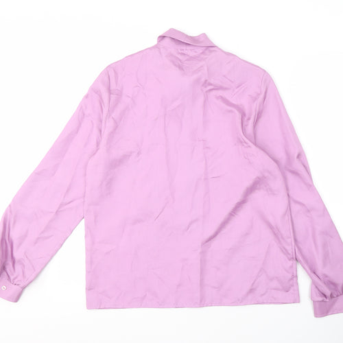 St Michael Women's Purple Tie Neck Blouse Size 12 Vintage