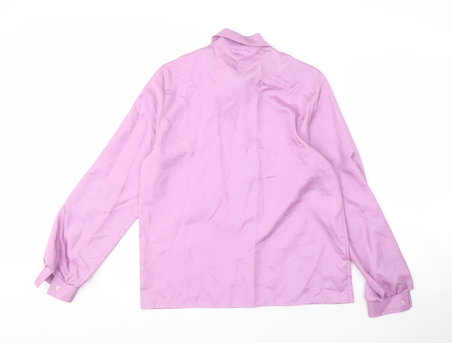 St Michael Women's Purple Tie Neck Blouse Size 12 Vintage