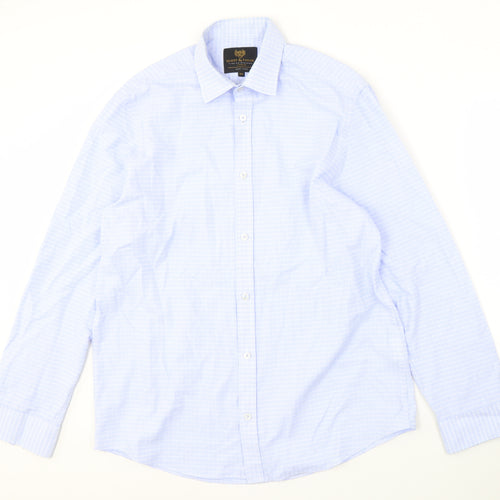 Scott & Taylor Men's Blue Check Shirt, 16.5 Regular Fit
