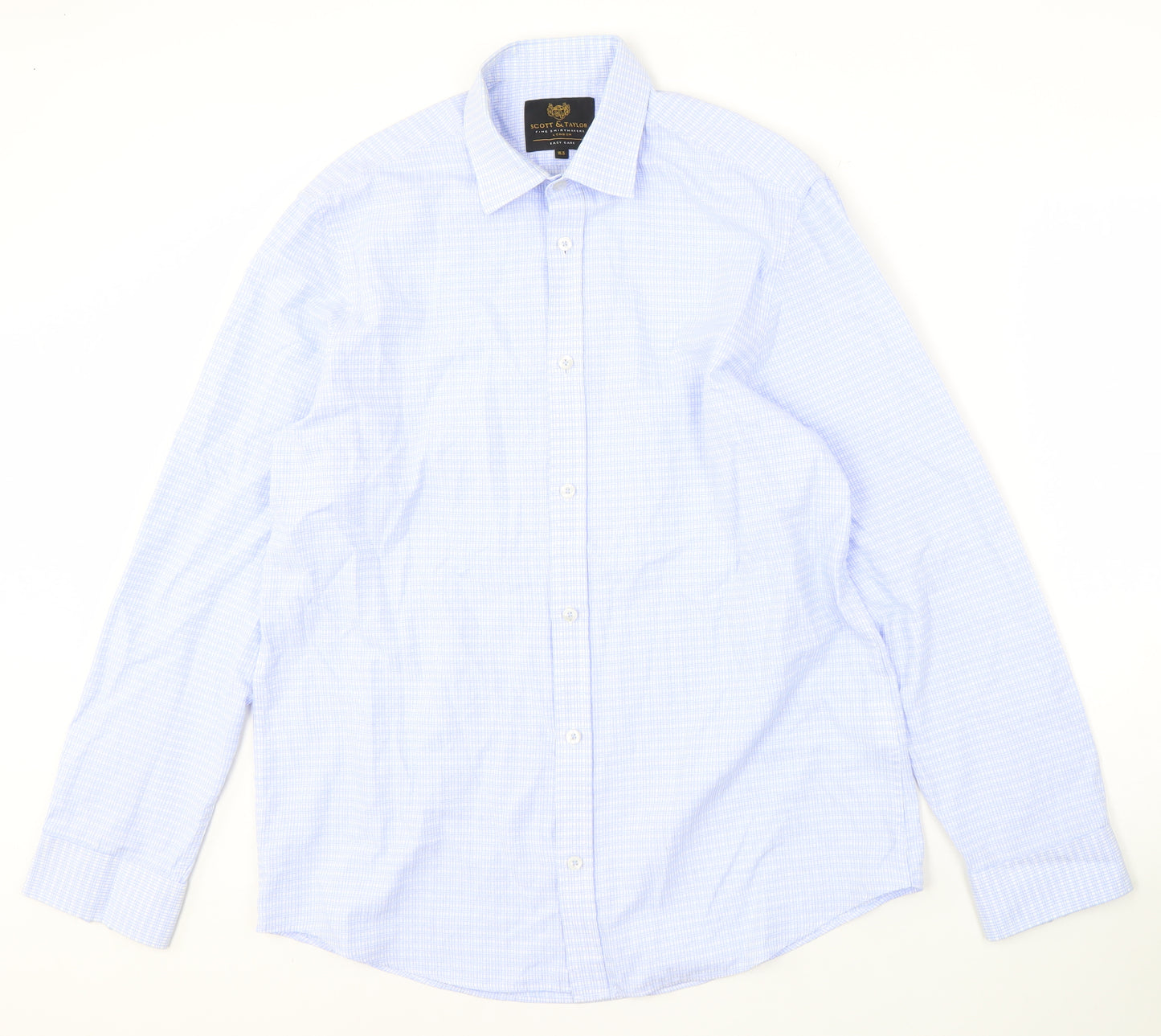 Scott & Taylor Men's Blue Check Shirt, 16.5 Regular Fit