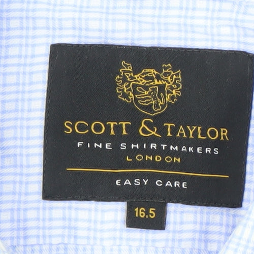 Scott & Taylor Men's Blue Check Shirt, 16.5 Regular Fit