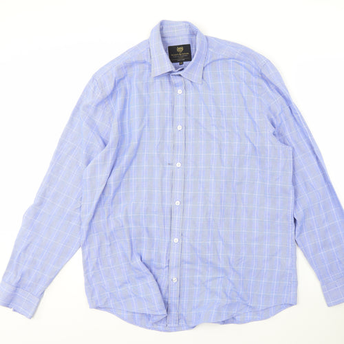 Scott & Taylor Men's Blue Check Long Sleeve Shirt