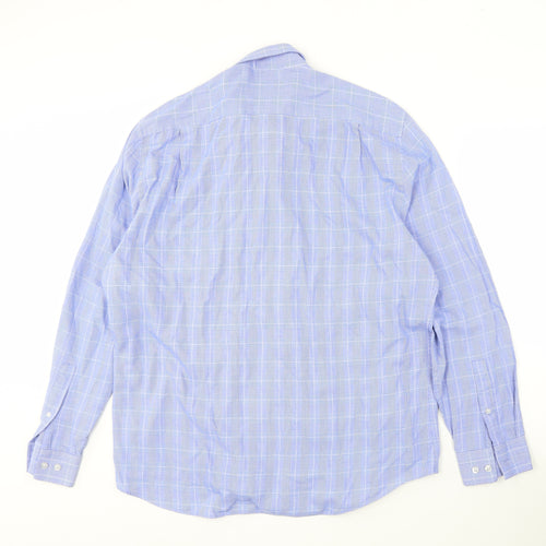Scott & Taylor Men's Blue Check Long Sleeve Shirt