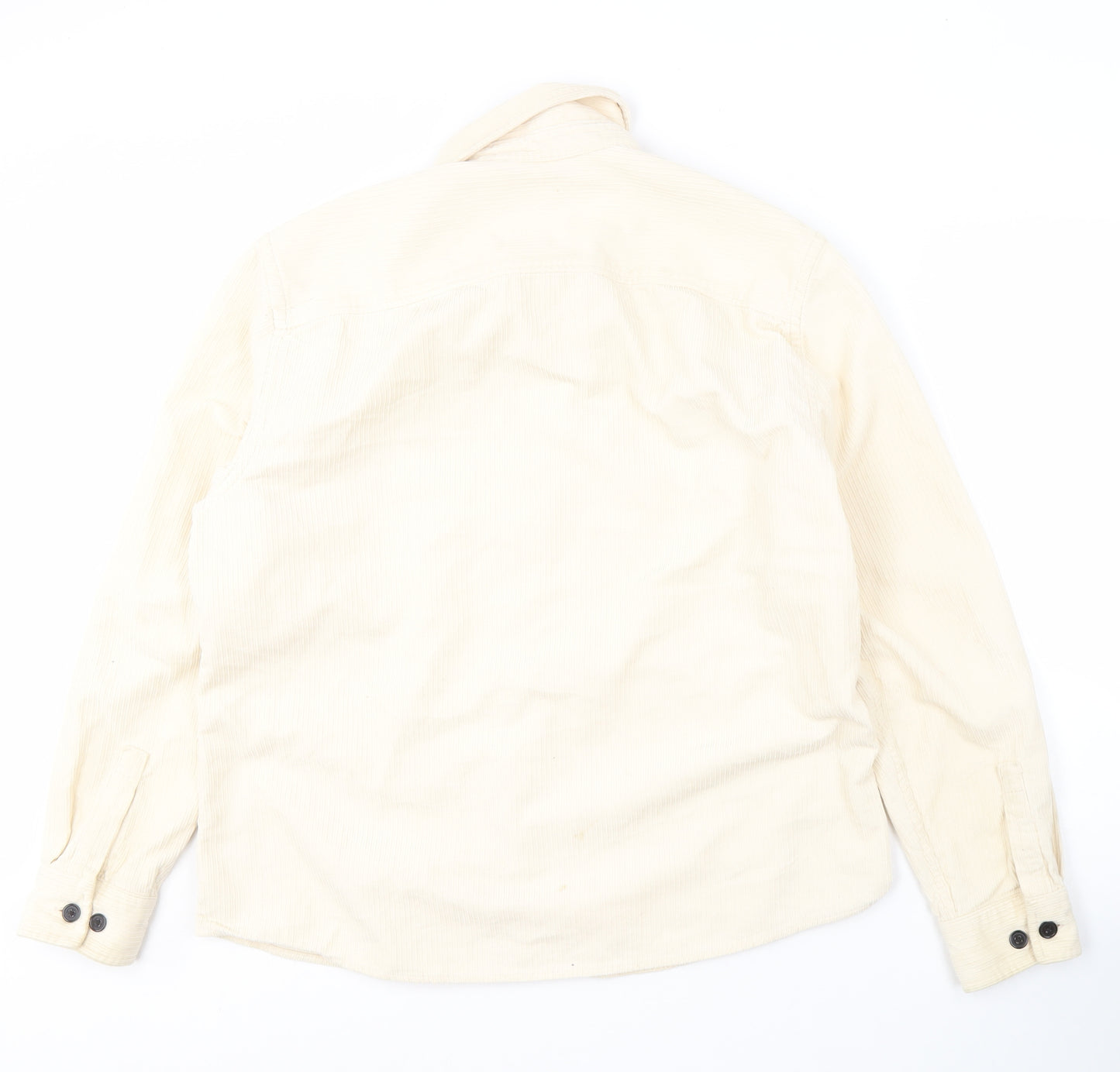 H&M Mens Beige Long Sleeve Button-Up Shirt M