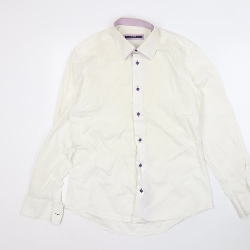 Pal Zileri Men's White Cotton Long Sleeve Shirt