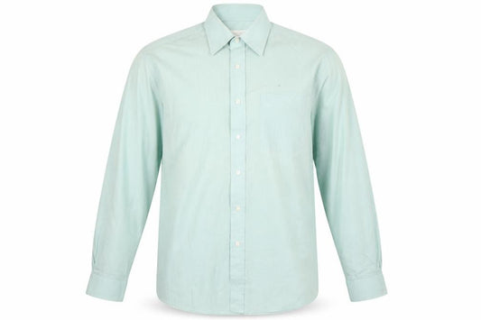 Front view of Marks & Spencer Men's Green Button-Up Shirt, size 15