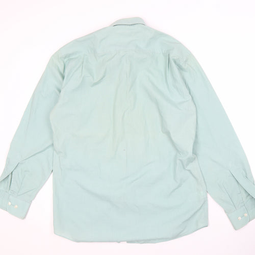 Marks and Spencer Men's Green Button-Up Shirt Size 15