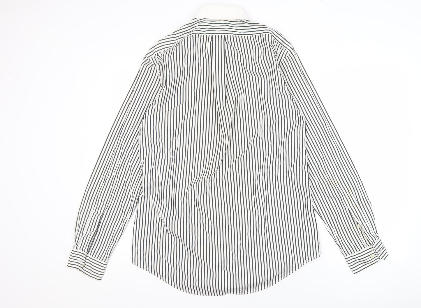 Ralph Lauren Men's Black Striped Cotton Button-Up Shirt M