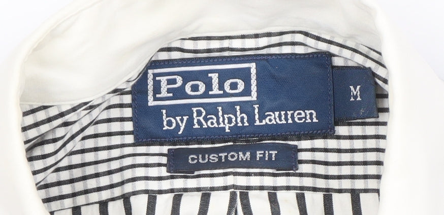 Ralph Lauren Men's Black Striped Cotton Button-Up Shirt M