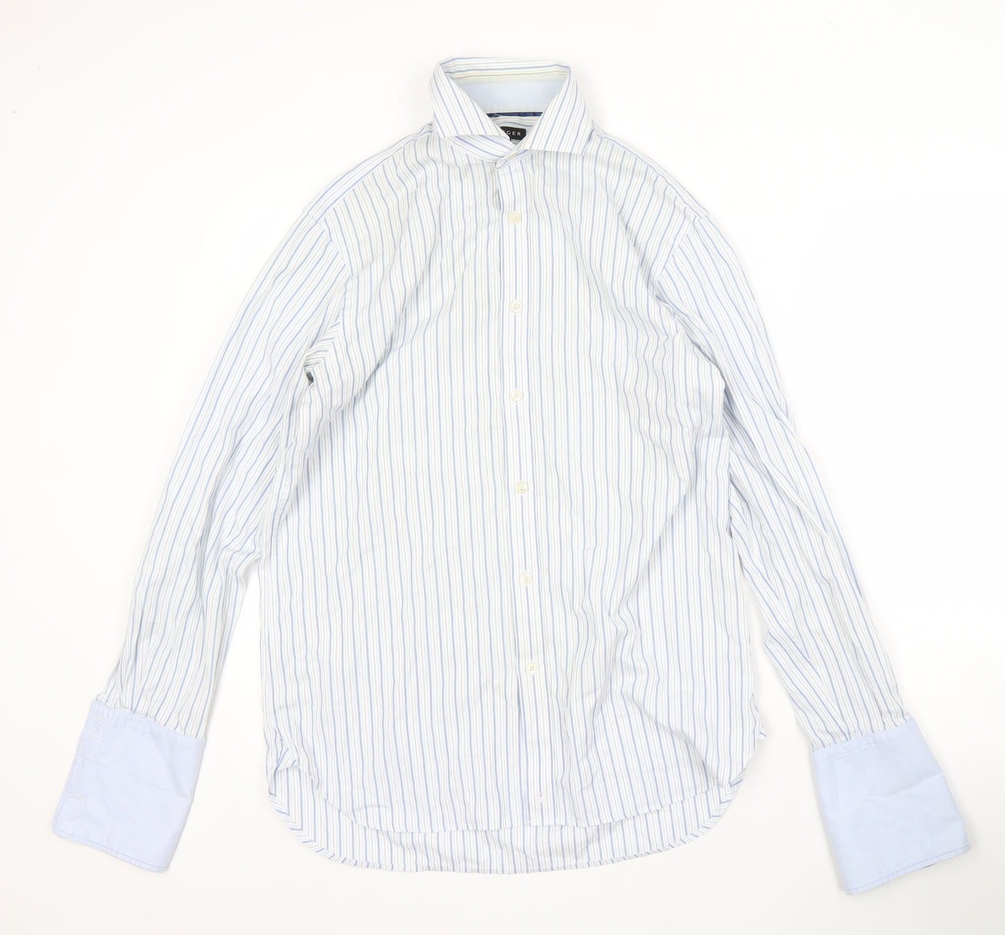 Jaeger Men's Blue Striped Button-Up Shirt