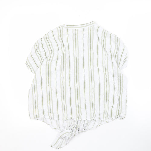 Madison & Monroe Women's White Striped Button-Up Shirt M