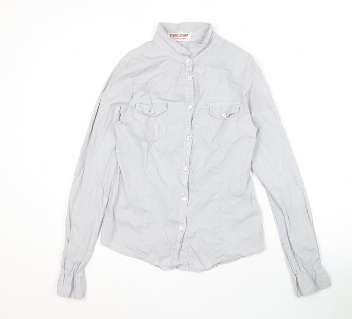 Funky Staff Women's Grey Button-Up Shirt, Size S