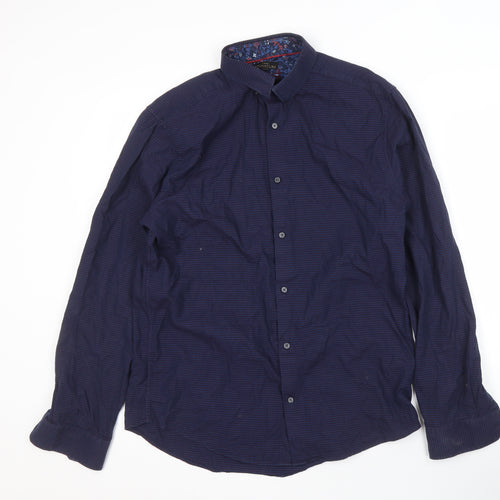 Next Men's Blue Striped Shirt Medium Regular Fit