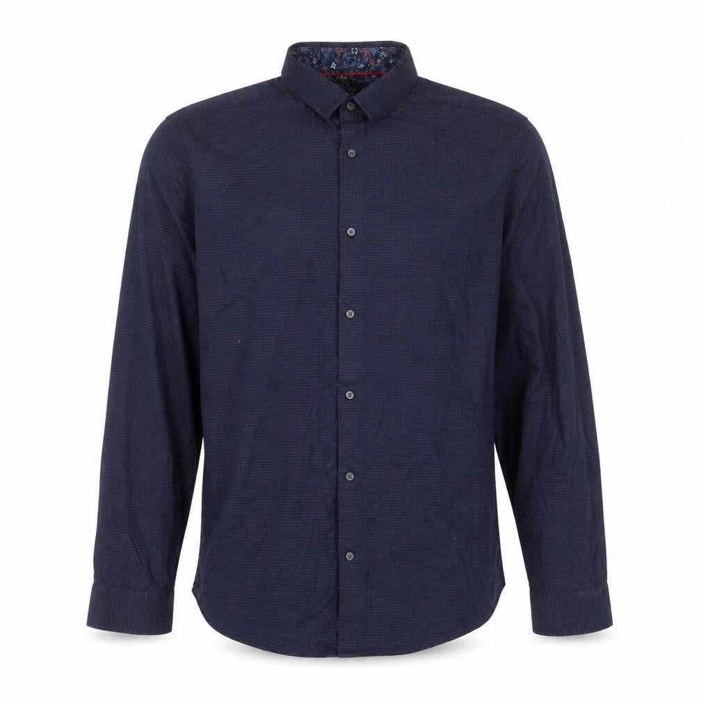 Front view of Next Men's Blue Striped Shirt Medium Regular Fit
