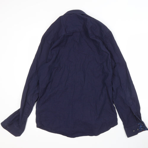 Next Men's Blue Striped Shirt Medium Regular Fit