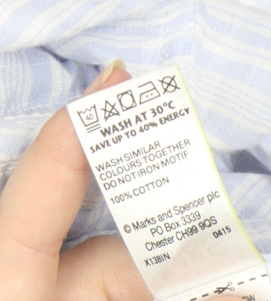 Marks and Spencer Women's Blue Striped Button-Up Shirt Size 20