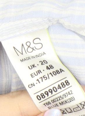 Marks and Spencer Women's Blue Striped Button-Up Shirt Size 20