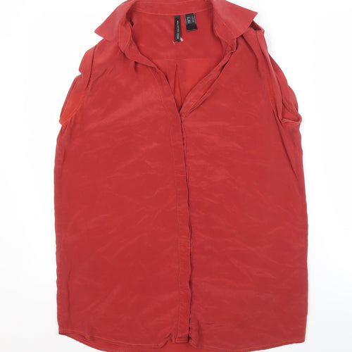 MNG Collection Women's Red Sleeveless Collared Top