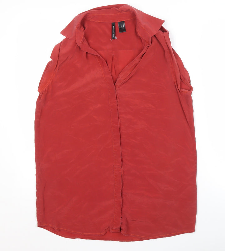 MNG Collection Women's Red Sleeveless Collared Top