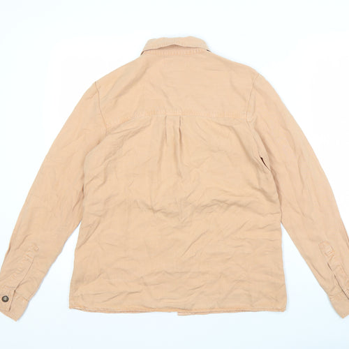 Topshop Women's Beige Button-Up Shirt Size 6