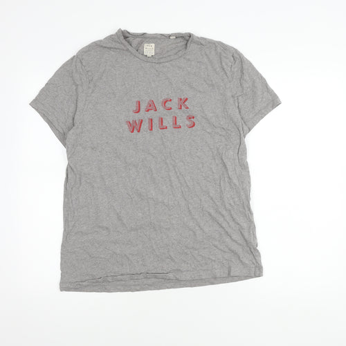 Jack Wills Mens Grey Regular Fit Logo T-Shirt L