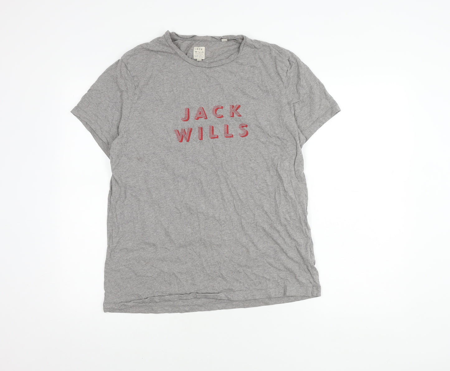 Jack Wills Mens Grey Regular Fit Logo T-Shirt L