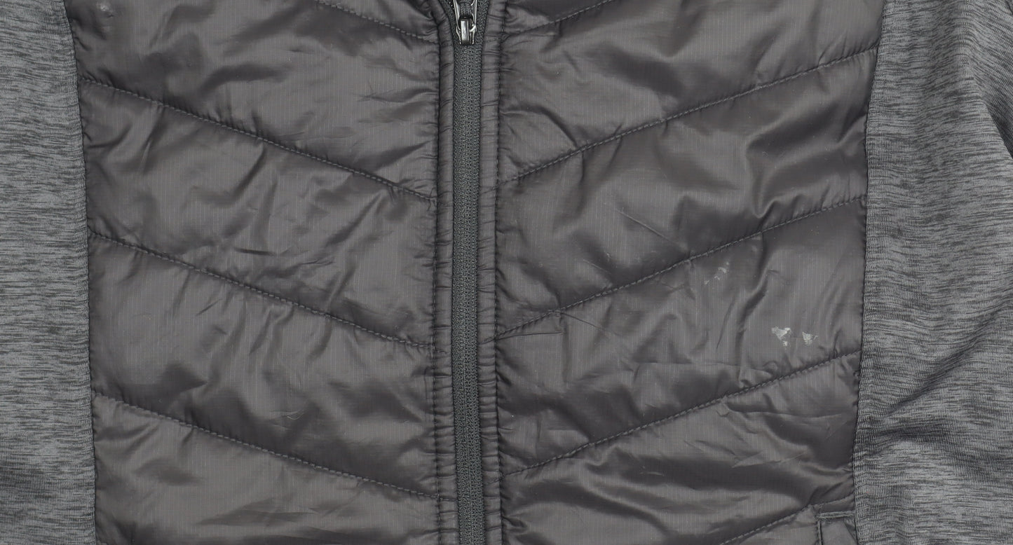 H&M Women's Black Puffer Jacket, Size 12, Hooded