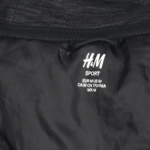 H&M Women's Black Puffer Jacket, Size 12, Hooded
