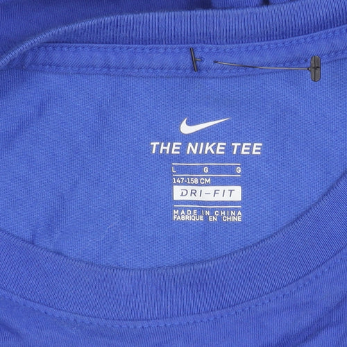 Nike Boys Blue Sports Graphic T-Shirt L Casual Dri-Fit