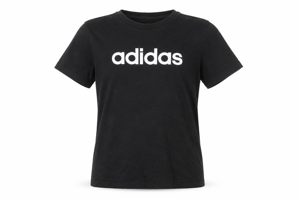 Front view of Adidas unisex black medium crew neck t-shirt