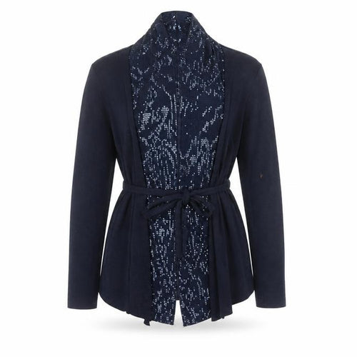 James Lakeland Blue Sequin Cardigan Women Size 10