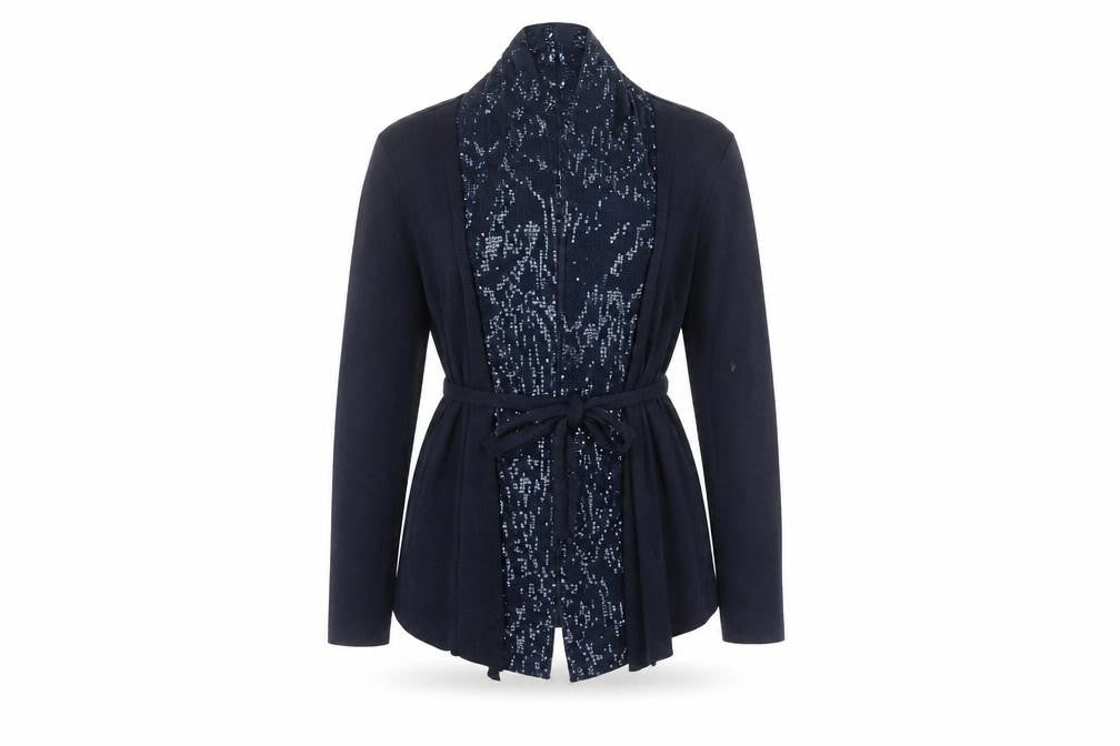 James Lakeland Blue Sequin Cardigan Women Size 10