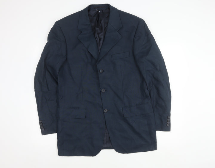 Tom English Men's Blue Linen Blazer, Size 40 Regular