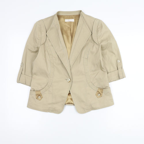 Twiggy Women's Beige Blazer Size 14 Regular Fit Lined