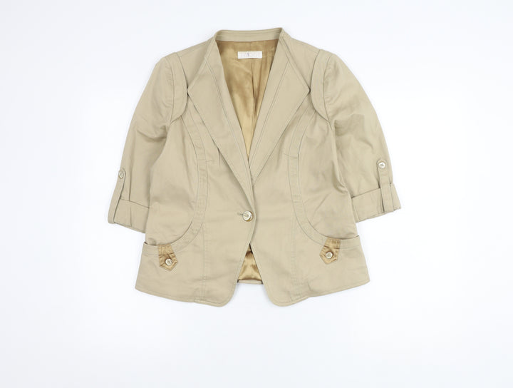 Twiggy Women's Beige Blazer Size 14 Regular Fit Lined