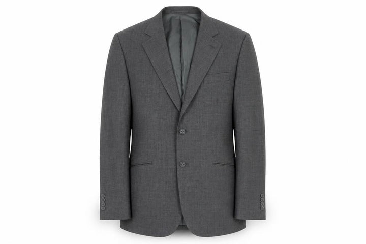 Front view of Thomas Brooks Men's Grey Wool Blend Blazer Jacket, size 44R