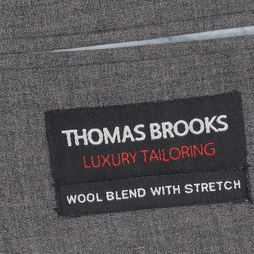 Thomas Brooks Men's Grey Wool Blend Blazer Jacket, Size 44R