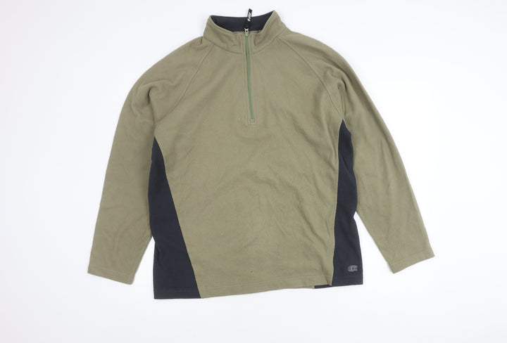Marks and Spencer Men's Green Fleece 1/4 Zip Sweatshirt L